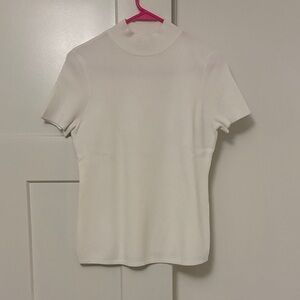 Charlie B Cream Short Sleeve Mock Neck Top